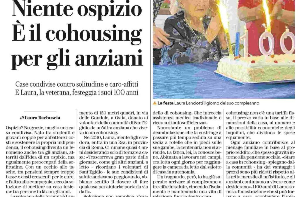 Laura, anche a 100 anni l’alternativa alla casa di riposo è il co-housing