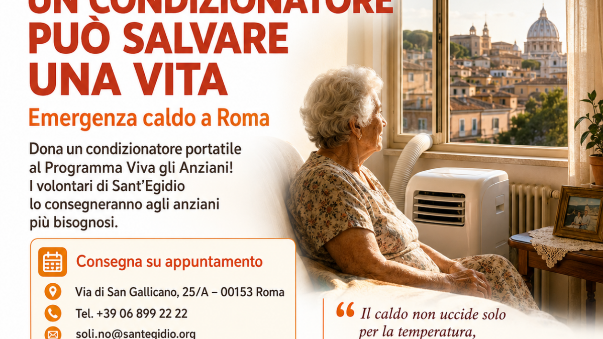 Emergenza caldo: Il Programma “Viva gli Anziani!” raccoglie a Roma condizionatori portatili per gli anziani in difficoltà. Un condizionatore può salvare una vita